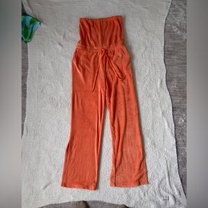 Beyond Yoga orange french terry jump suit